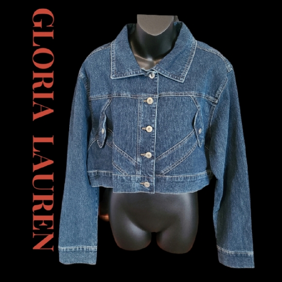 VTG. GLORIA LAUREN BABY BLUE CROPPED JEAN JACKE - Picture 2 of 5